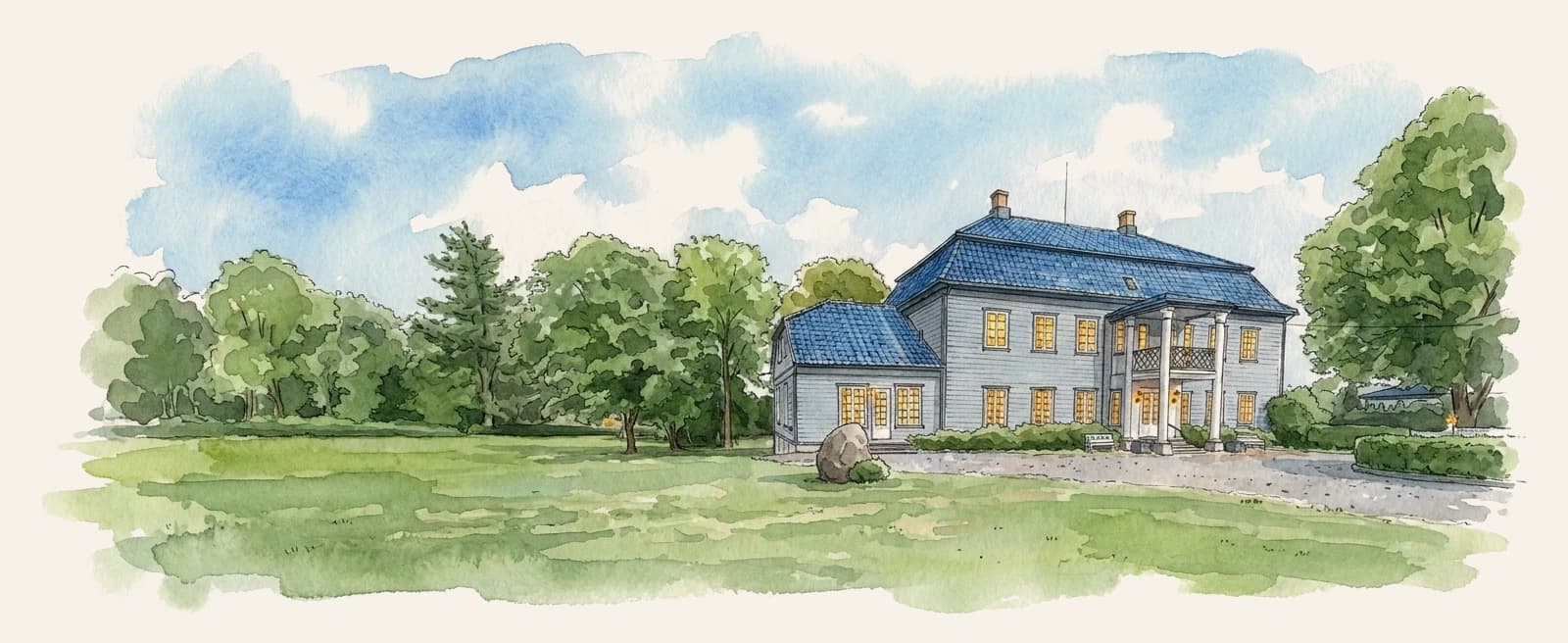 Akvarell av Torderød gård